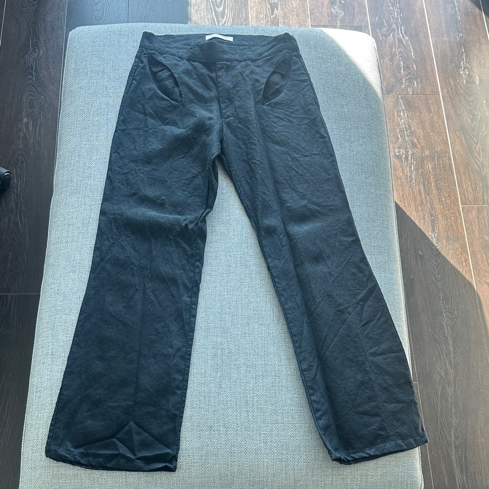 Black Wide-Leg lake-cut linen Pants Salt Murphy
